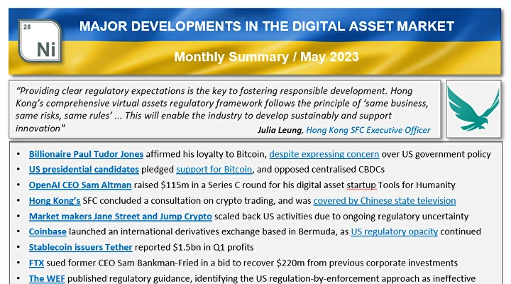 Major developments in digital assets, May 2023