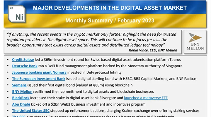 Major developments in digital assets, February 2023
